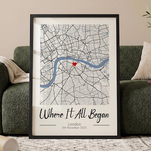 Custom Where We Met Print | Personalised Map Wedding Prints | 1 Year Paper Anniversary | Our First Date Map Print | Gifts for Couples