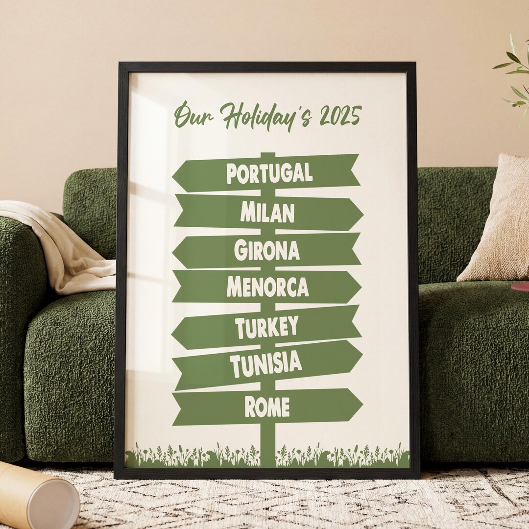 Custom Travel Signpost Print | Personalised Holiday Destination and ...