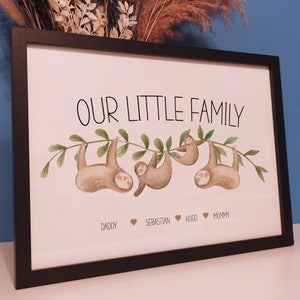 Personalised Family Sloth Print | Unique Sloth Family Gifts | Home Nursery Decor | Presents for Mum | Custom Family Names Print