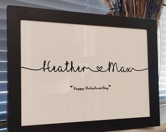 Black and White Typography Print | Custom Name Prints | Thoughtful Gifts for Him | Personalised Paper Anniversary | Romantic Wall Art