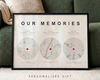 Custom Our Journey Map Gift for Couples | Personalised Map Print, Anniversary Gift for Him or Her, Where It All Began, First Date, Wedding
