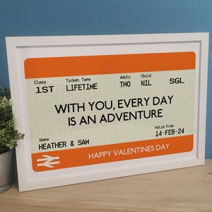 Billet de train personnalisé pour lui, son père ou son petit ami | Impression personnalisée de billets de chemin de fer britanniques | Cadeau de voyage pour la fête des pères et la Saint-Valentin
