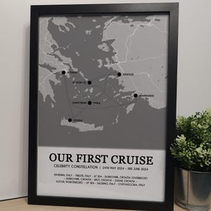 Benutzerdefinierte Cruise Holiday Map Geschenk für Paare | Personalisierte Kreuzfahrtschiff-Häfen Karte Wand-Kunst-Hochzeitstag Druck für ihre Frau ihn Mann