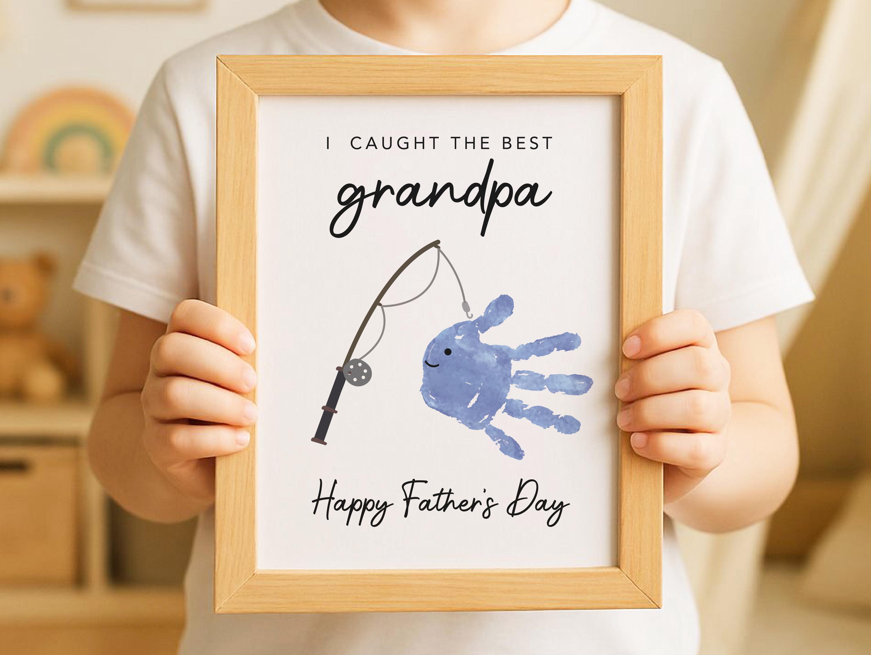 Father's Day Handprint Art: Grandpa Fishing Craft (Digital Download)