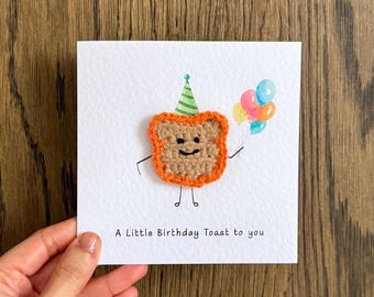 Funny Birthday Toast Card: Crochet Toast with Balloons, Daughter Girlfriend Boyfriend Sister Bestie Mum