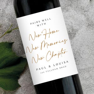 Rótulo de vinho para casa nova, parabéns | Rótulo de vinho personalizado, presente engraçado para inauguração de casa, parabéns para quem compra pela primeira vez, hipoteca, presente para casa nova