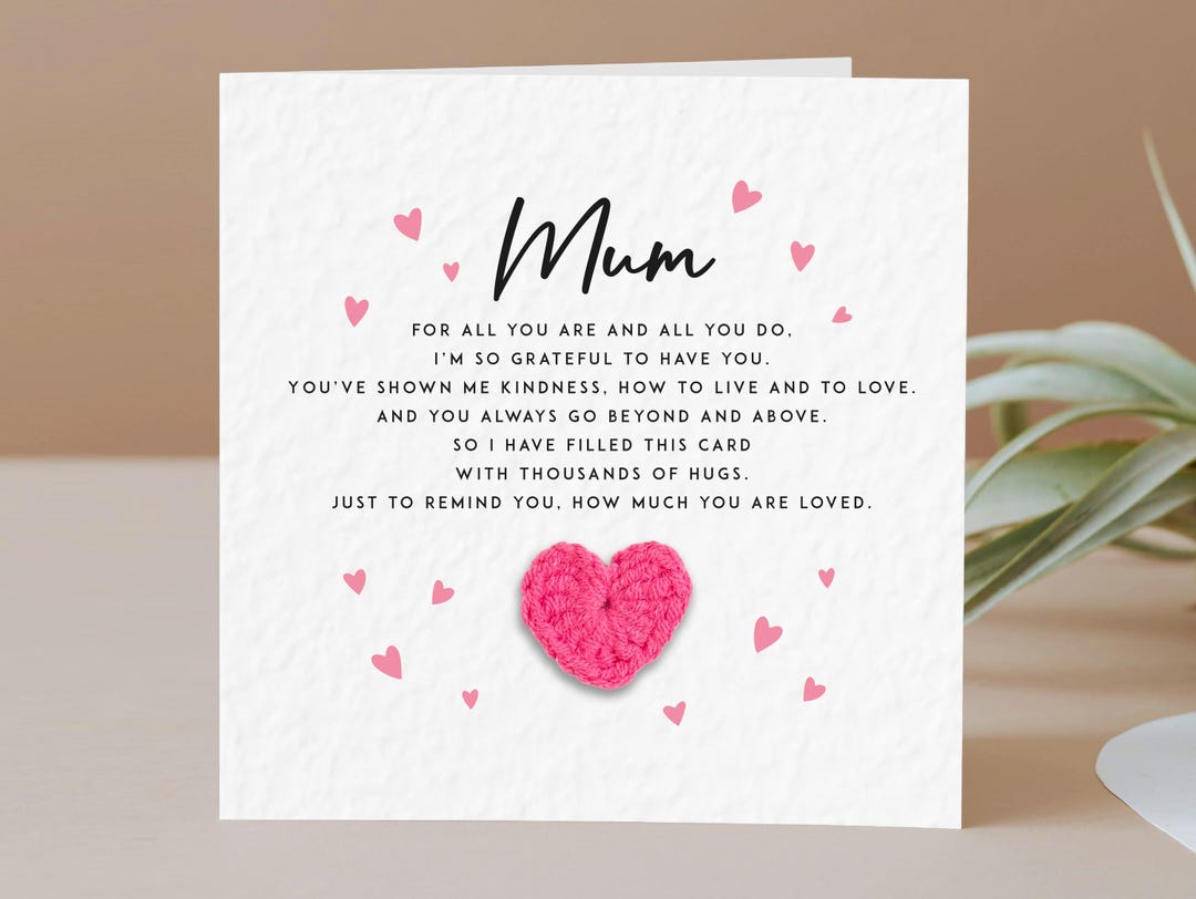 Mother's Day Card for Mum : Handmade Mum Birthday Card With Crochet ...