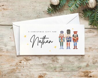 Personalized Christmas Money Wallet: Nutcracker Cash Envelope for Son Daughter Granddaughter Grandson Niece Cousin