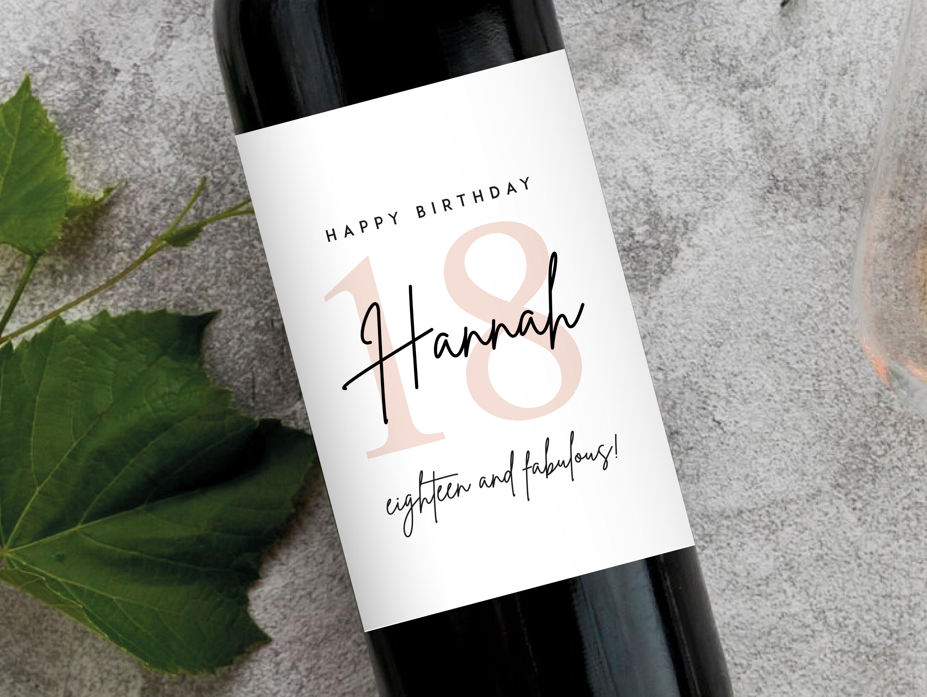 thumbnail image 2 of Personalised 18th Birthday Wine Bottle Label - Custom Black Sticker For Eightieth Gift 2 of 5