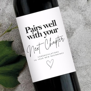 Nouveau chapitre Étiquette de vin | Nouveau cadeau d'emploi Félicitations Nouvel emploi Prochaine aventure Nouveau cadeau de retraite pour bébé pour collègue Cadeau Promotion champagne