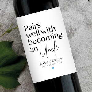 Personalisierte Schwangerschaft Ankündigung Wein Etikett zu sein Onkel Schwangerschaft offenbaren Schwangerschaft Überraschungsgeschenke Großeltern Onkel zu sein