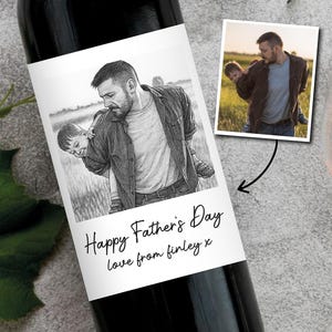 Presentes personalizados para o Dia dos Pais Rótulo de vinho | Primeiros presentes para o Dia dos Pais Rótulo de cerveja para o avô Presentes exclusivos Retratos personalizados para o pai Foto Presente de aniversário
