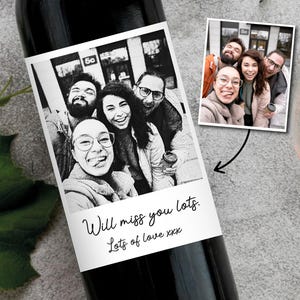 Étiquette de vin personnalisée pour cadeaux entre collègues | Anniversaire Cadeaux personnalisés pour un collègue Bonne chance Collègue de travail Ami Départ du travail Au revoir Équipe