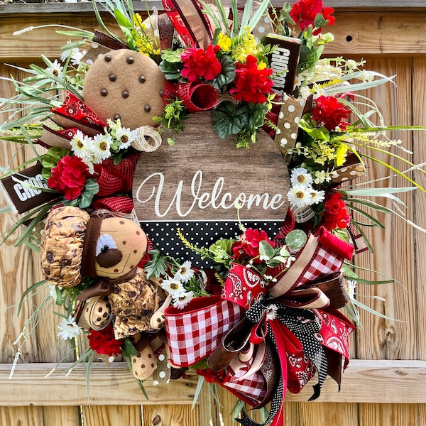 Welcome Wreath, Bakery Wreath, Mother’s Day Gift, Cookies and Chocolate Wreath, Farmhouse Wreath, Kitchen Decor