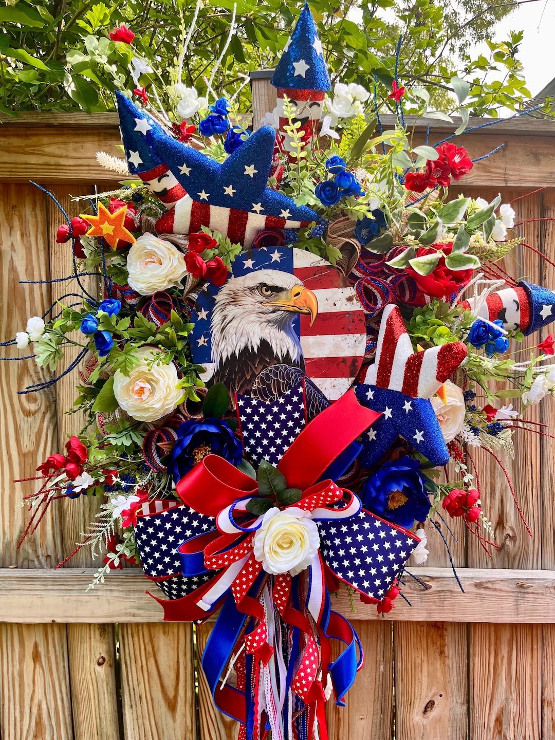 Eagle Patriotic Red White and Blue Wreath for Front Door, Independence ...