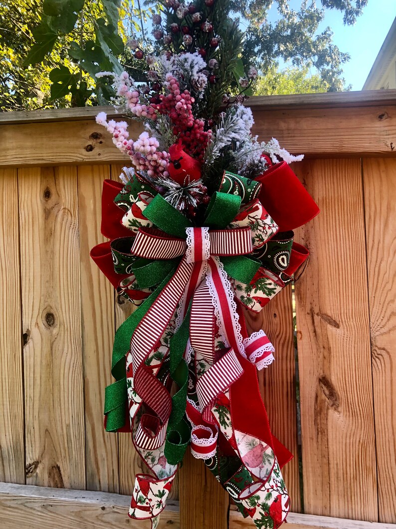 Cardinal Tree Topper, Christmas Cardinal Topper, Tree Decoration, Bow