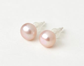 Clous d'oreilles avec perles blanches, argent sterling 925 et or rempli, hypoallergéniques