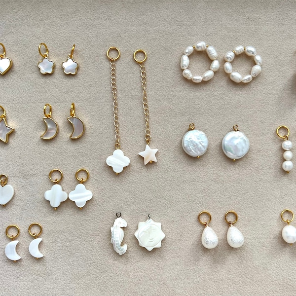 Pearl charms for earrings, genuine pearl charms for chains, jewelry charm, mother of pearl charms, earring charms hoops, mismatching charms