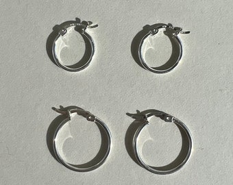 Aros con bisagras en plata de primera ley. pendientes de aros minimalistas, aros pequeños de plata 925, pendientes de tres tamaños 1,5 mm