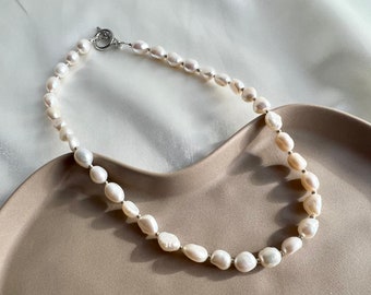 Silver Pearl necklace for men, minimalistic pearl choker for men, necklace for men, genuine pearl choker,  gift for boyfriend