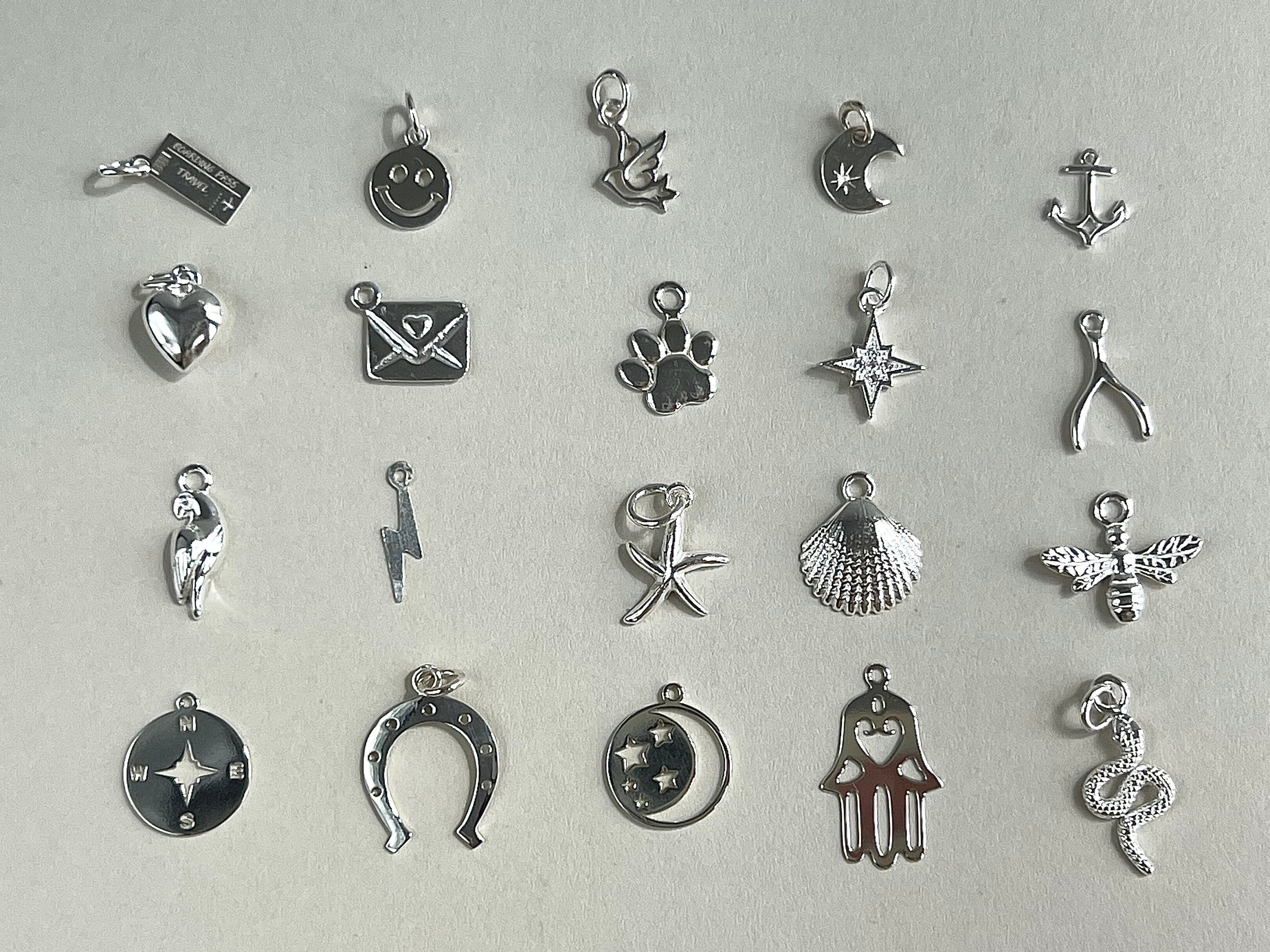 Sterling Silver Charms for Earrings Silver Charms for Chains Necklaces Pendants Silver Pendant Charms Moon Pendant Snake Charm Heart Etsy