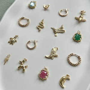 Jewellery charms for earrings, gold plated charms for chains, necklaces pendants, cowboy boot pendant, tortoise charm, moon charm snake.