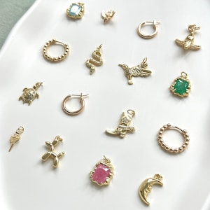 14K Gold Plated Charms: Cowboy Boot, Moon, Snake Pendants