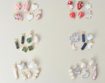 Pearl & Ceramic Earring Charms: Mix and Match Jewelry Set