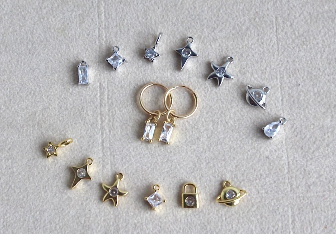 Small Jewelry Charms, Cubic Zirconia Charms for Earrings, Tiny Crystals