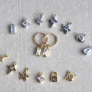 Small jewelry charms, cubic zirconia charms for earrings, tiny crystals charms, small star pendant, earring charms for hoops, piercing charm