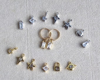 Small jewelry charms, cubic zirconia charms for earrings, tiny crystals charms, small star pendant, earring charms for hoops, piercing charm