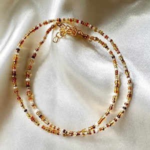 Delicate Gold Seed Bead Choker: Minimalist Boho Necklace