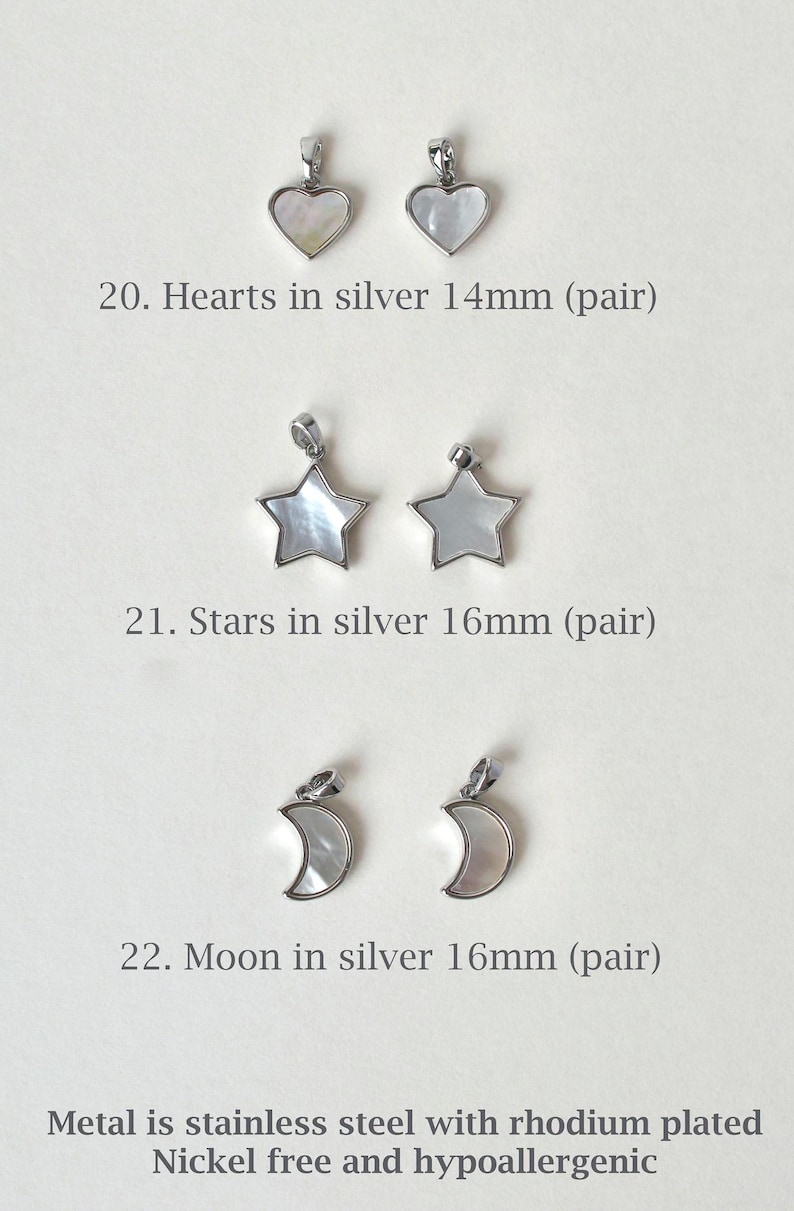 silver moon star charms