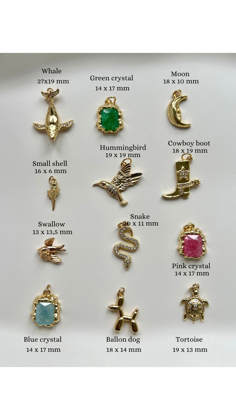 Gold plated brass base charms (nickel free)