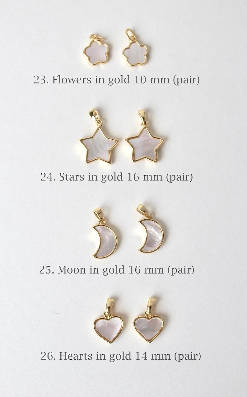 heart  flower mother of pearl charm
