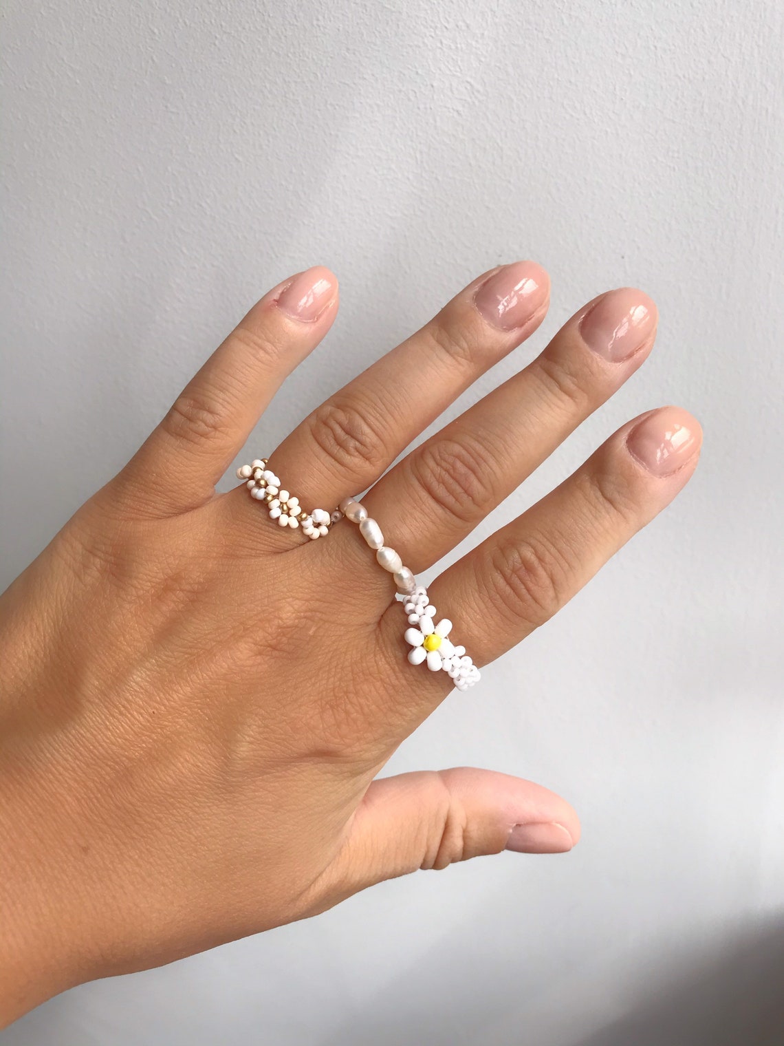 Pearl Beaded Ring Handmade Beaded Jewelry Freshwater Pearl - Etsy