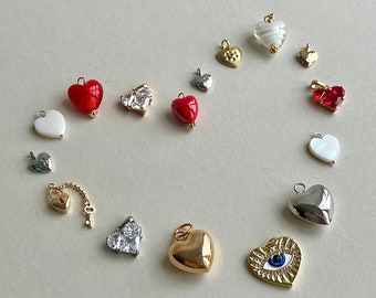 Love charm, heart shape pendant, Jewellery charms for earrings, gold plated charms for chains, necklaces pendants, gift for her