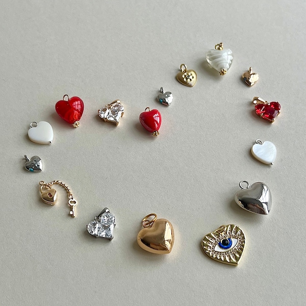 Love charm, heart shape pendant, Jewellery charms for earrings, gold plated charms for chains, necklaces pendants, gift for her