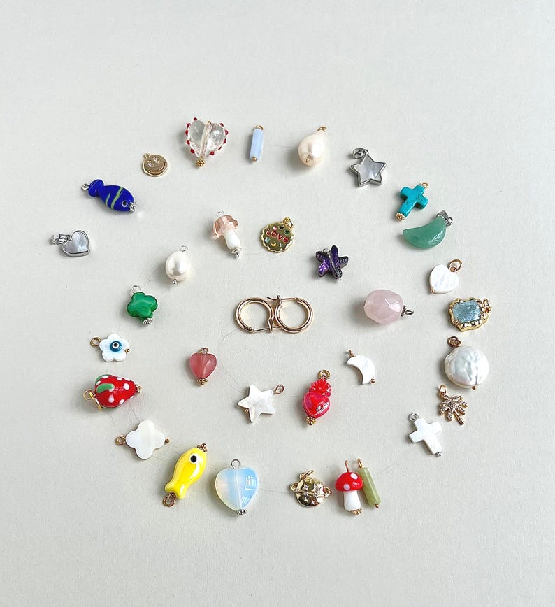 Glass & Ceramic Charms: Fish, Heart, Mushroom Pendants image 9