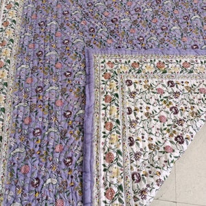 New Multicolor Handicrafted Jaipuri Block Printed Reversible Razai Cotton Handmade Floral Quilt, Jaipuri razai, Bedspread Comforter For Home