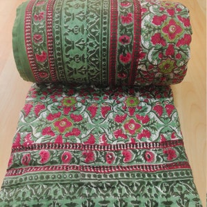 Colcha de impressão bloco jaipuri indiano anokhi impressa reversível razai algodão artesanal colcha floral, jaipuri razai, colcha edredon