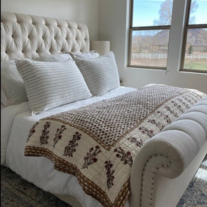 Boho Hand Block Print Cotton Quilt: King, Queen, Twin Size