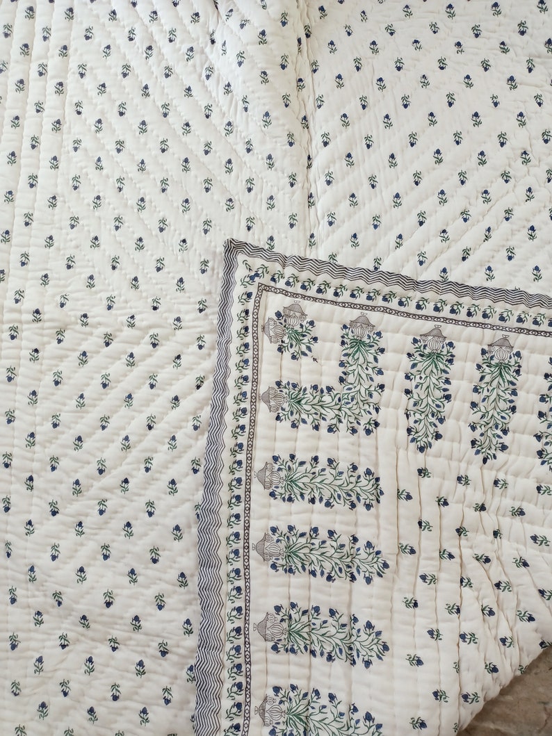 USA Twin Size Kantha Quilt/ Handmade Hand Block Printed Kantha Etsy