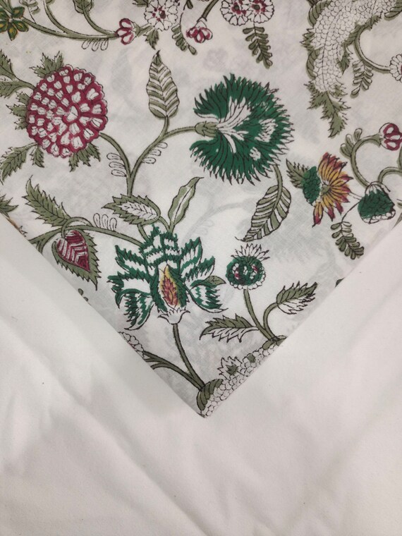 Hand Block Print Fabric Floral Design Cotton Fabric Women Dress