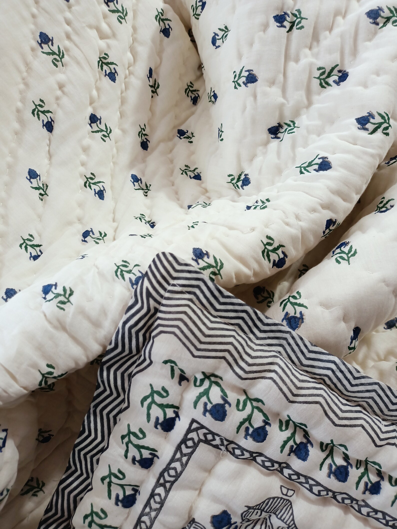 USA Twin Size Kantha Quilt/ Handmade Hand Block Printed Kantha Etsy