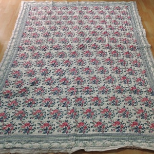 Ręcznie robiona bawełniana narzuta | Quilt z nadrukiem blokowym | Narzuta boho | Super miękki quilt Kantha | Bawełniany kołdra | Prezent