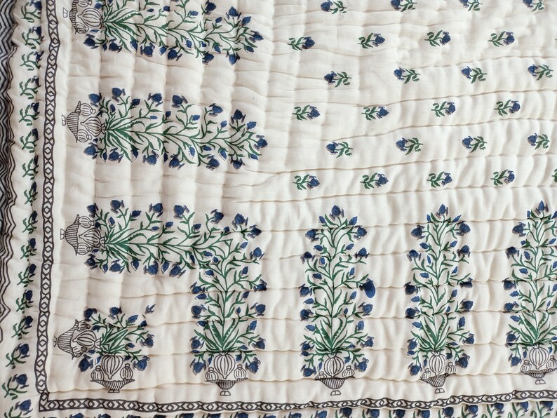 USA Twin Size Kantha Quilt/ Handmade Hand Block Printed Kantha Etsy