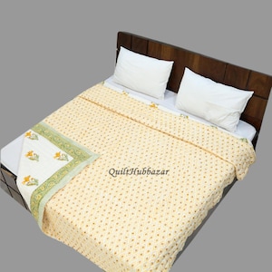 Indische Block Print Quilt - Leichte Baumwolldecke, Vintage Style Kantha Quilt, Hausbettwäsche