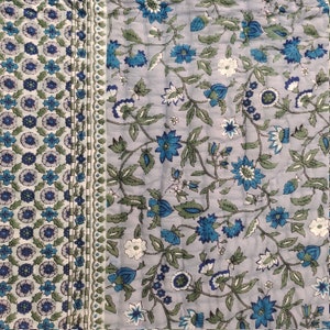 New Unique Cotton Bed Cover, Indian Jaipuri Block Print Quilt Printed Cotton Handmade Floral Quilt, Jaipuri razai, Bedspreads Comforter