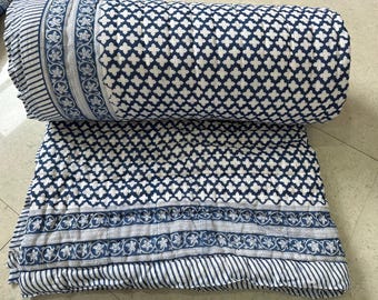 Indian Hand Block Print Quilt, Indian Quilt, Block Print Quilt, Reversible Quilt, Super Soft Quilt, Hand Made Quilt, Kantha Quilted Quilt